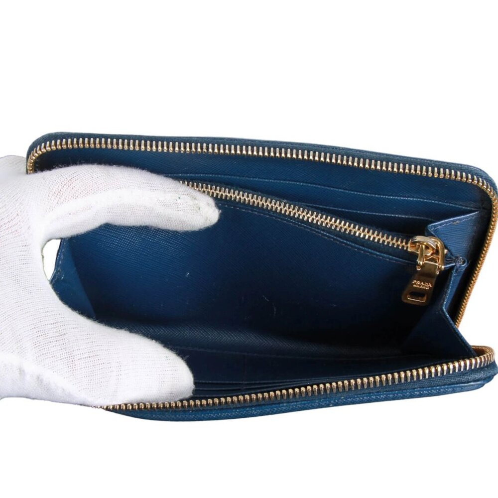 Authentic Prada Saffiano Blue leather zip around wallet - Picture 13 of 16